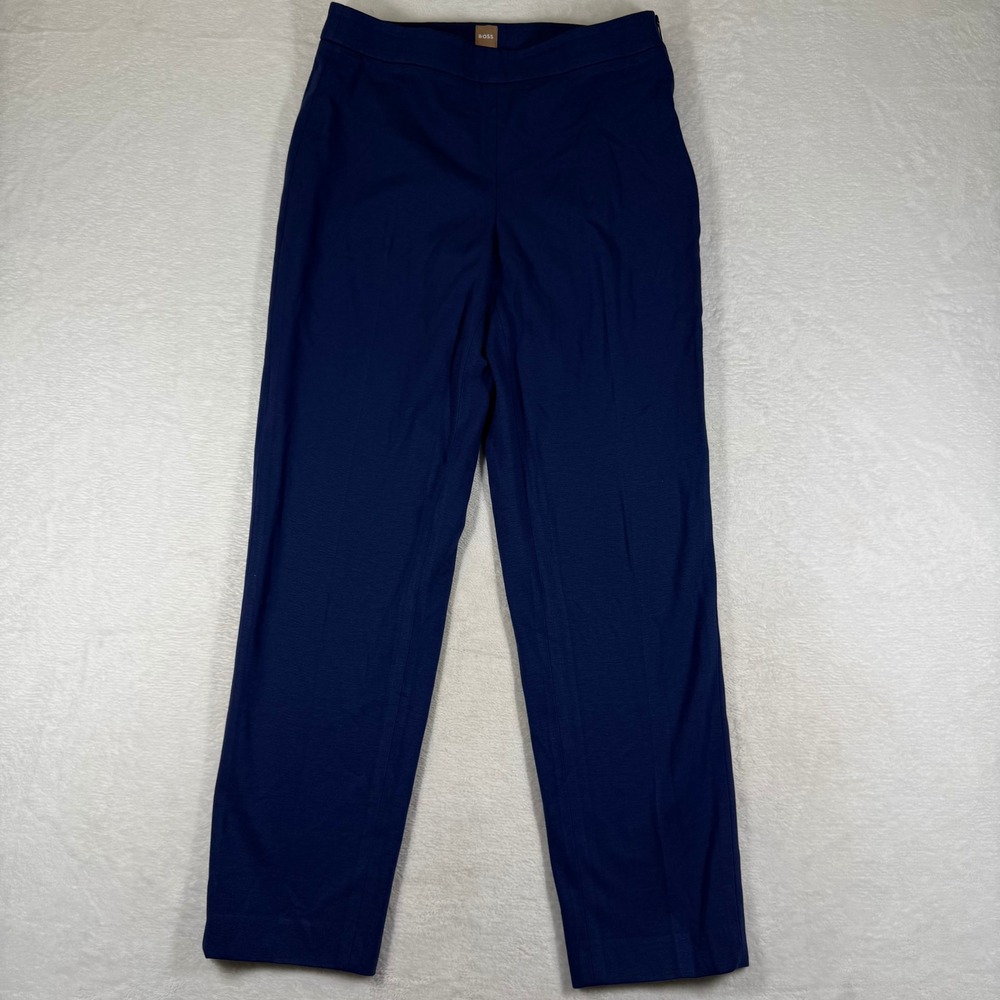 BOSS Hugo Boss Navy Blue Slim Leg Side Zip Trousers Women Size 6 US 10 UK